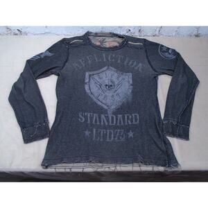 Vintage Affliction Thermal Reversible Shirt Camo Land Of the Free USA Military L